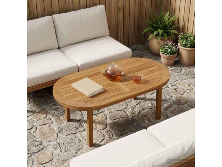 PHGTYUK Tischplatte Oval Massives Teakholz Natur Wasserbasierte Beschichtung, Robust, Vielseitig, Leichte Reinigung, Modernes Design