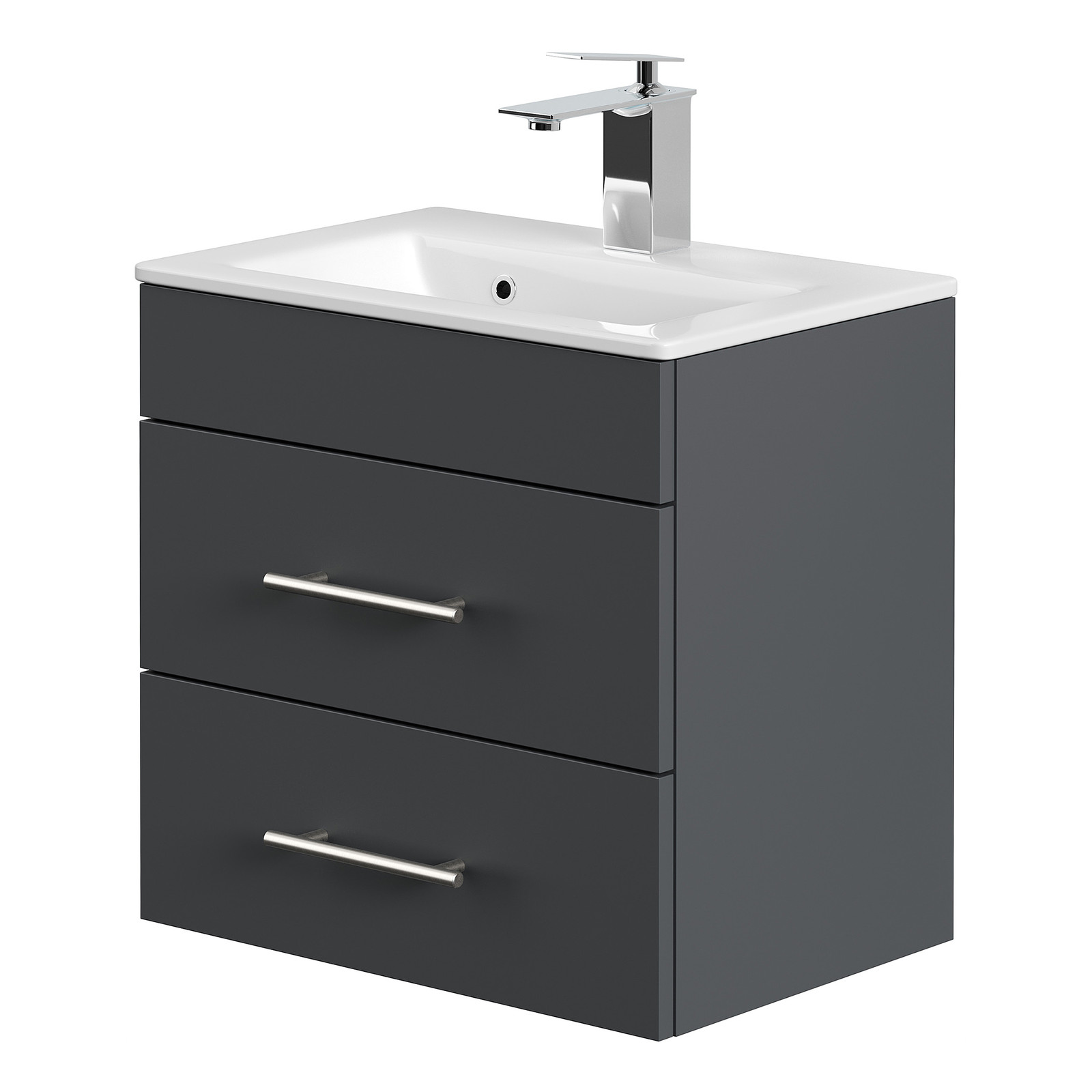 Posseik Badmeubel met wastafel Portus 500 SlimLine grijs mat, Breedte: 50 cm