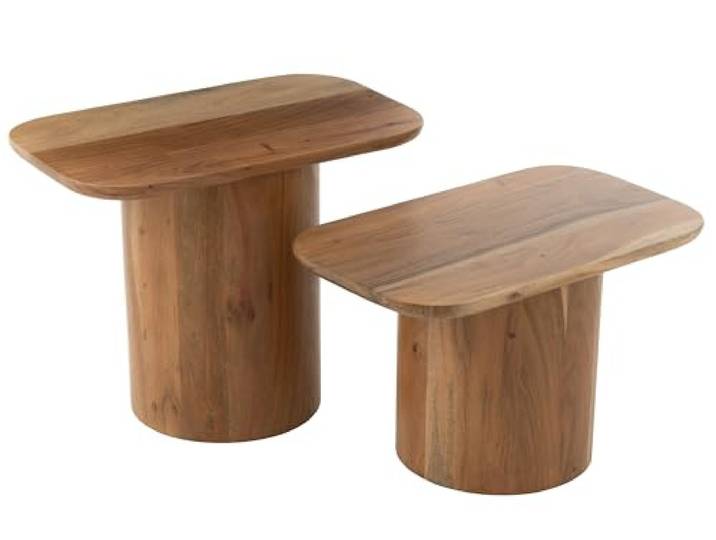J-line Beistelltisch Akazie – Holz – Natur – 2er-Set