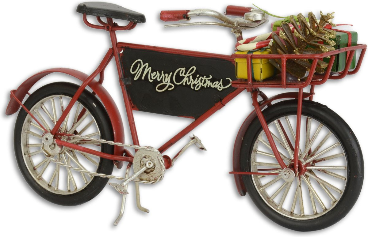Handgemaakt tinnen kerstbeeldje in de vorm van een fiets, Hoogte: 9 cm
