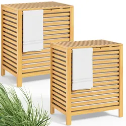 CASARIA® 2er Set Wäschekorb mit Deckel Wäschesack Bambus 70L Wäschebox 62x51x36cm