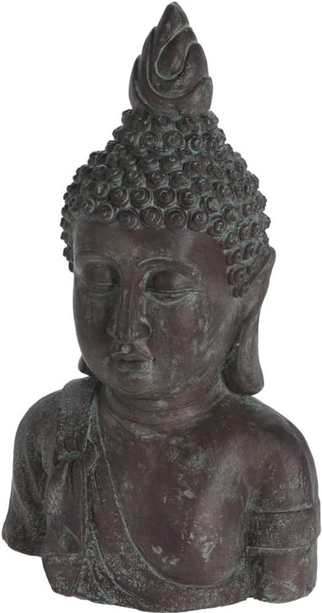 Donkergrijs Buddha Hoofd Beeld voor Decoratie - Hoogte: 53 cm