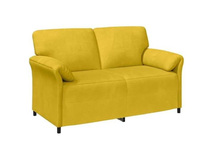 KKgypkn 2-Sitzer Sofa Gelb 158 cm Samt Metallrahmen, Schaumpolster, geschwungene Armlehnen, pflegeleicht