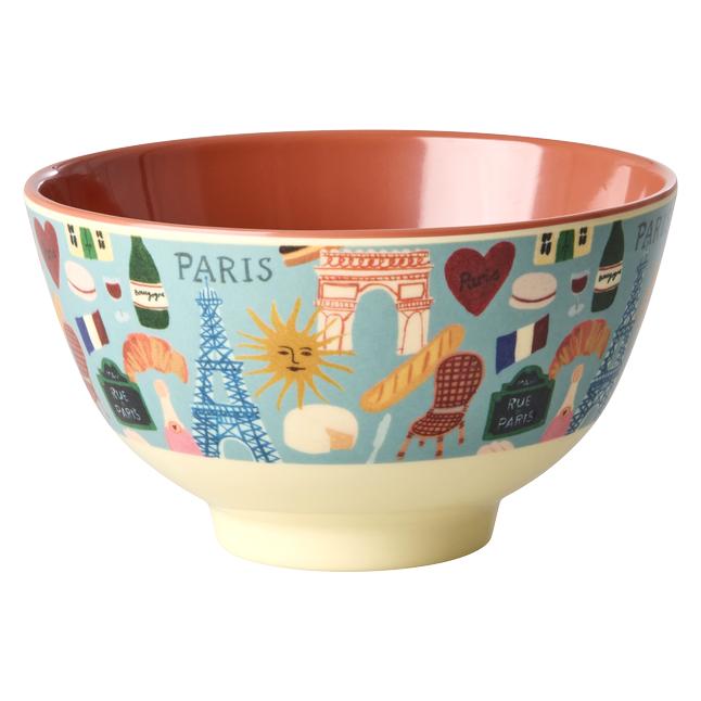 Rice - Melamine Bowl with Paris Mon Amour Print - Burnt Orange - Small - 300 ml (MELBW-SPAMOA)