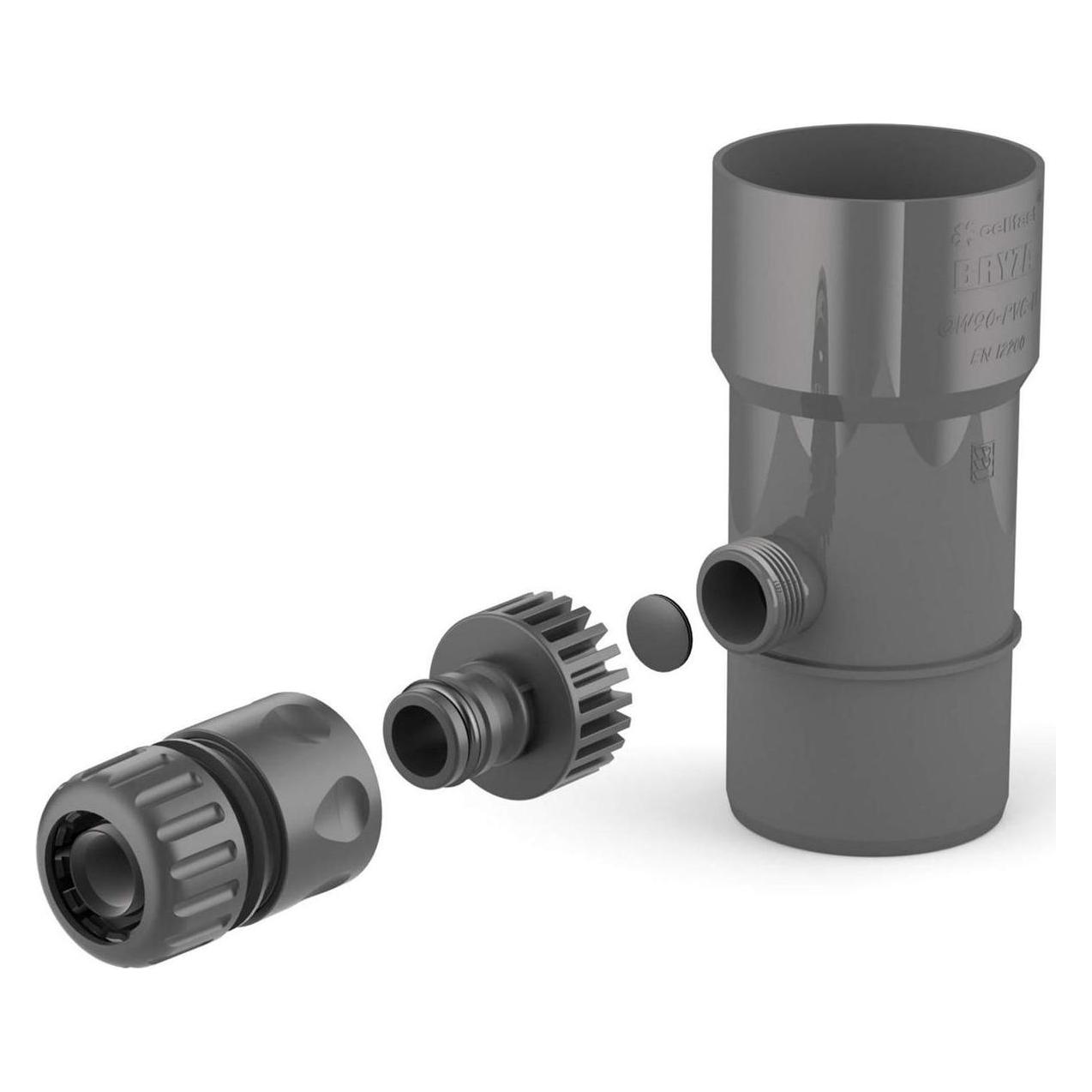 GCS BRYZA Dachrinnenablauf für Regentonne DN Ø110 mm Graphit | Regenwasser Regentonne Fallrohr Regensam (35612534)
