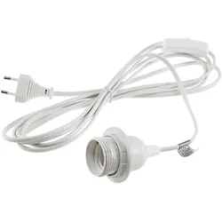 ChiliTec Netzkabel mit Schalter und E27 Fassung 1,4m + 2m lang, weiß