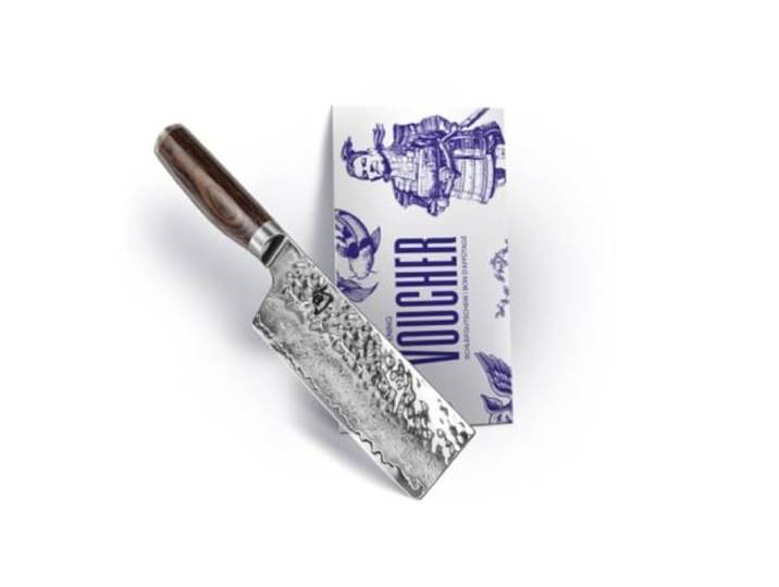 KAI Shun Premier TDM-1742 Tim Mälzer Nakiri Messer 14 cm exklusives Angebotsset mit Schleifgutschein, VG-MAX Damaststahl Gemüsemesser mit Tsuchime-Hammerschlag