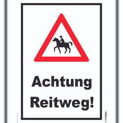 HB-Druck Achtung Reitweg Schild A3 Rückseite selbsklebend