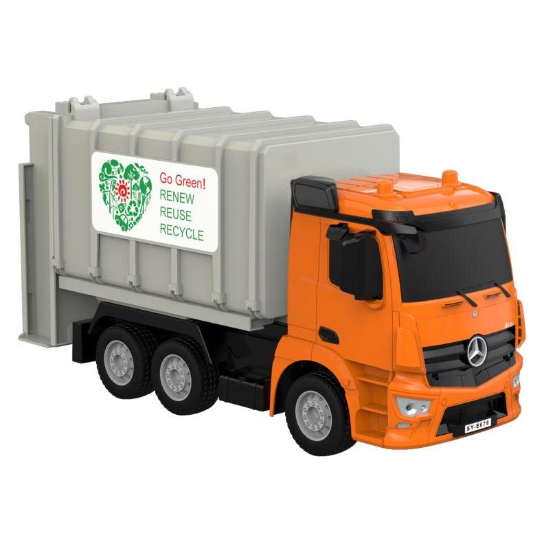 Double Remote control RC garbage truck 1:26 (orange) Mercedes-Benz Antos E676-003 (E676-003)