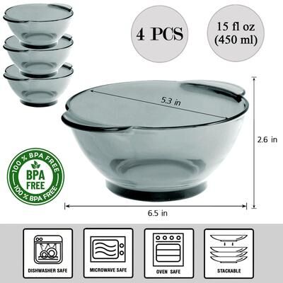 STP Goods 15.2 fl oz Borosilicate Glass Salad & Dessert Bowl Set of 4