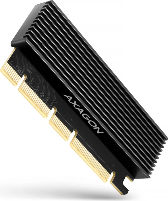 AXAGON PCEM2-XS, 1x internal M.2 NVMe slot, PCIe X16/X8/X4 card w. passive alu heatsink