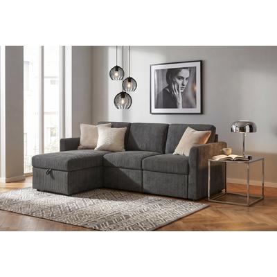 Ecksofa DOREL HOME "NORDHUS, L-Form, 200 cm, Recamiere rechts/links montierbar", grau (anthrazit), B:200cm H:80cm T:128cm, 93% Polyester, 7% sonstige Fasern, Sofas, Ecksofa, mit Stauraum, softer Cord-Bezug, Topseller