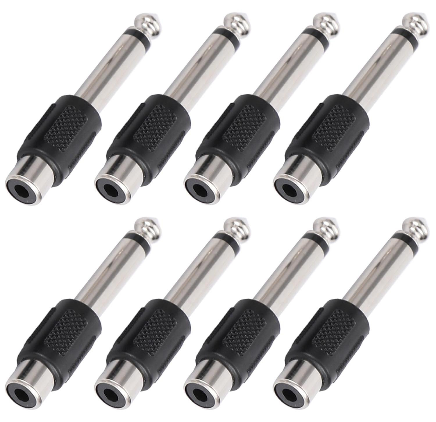 Selius 8 stuks RCA naar 6,35 mm adapters, verguld