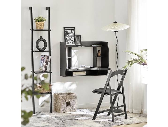 SoBuy Table murale Espace de rangement Noir Moderne FWT18-SCH