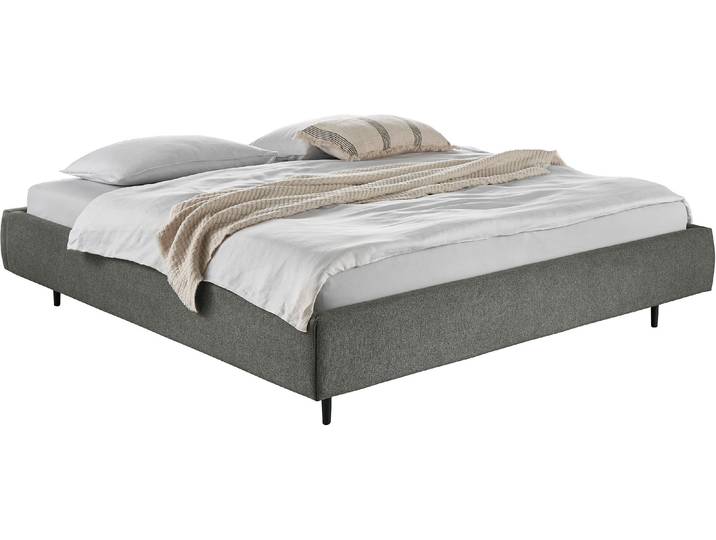 Polsterbett HOME AFFAIRE Lumira, rahmenhohes Design & wahweise Überlänge , grau (anthrazit), B:195cm H:40cm L:235cm, 94% Polyester, 6% Nylon, Betten, Polsterbett, inkl. 7-fache Einlegetiefenverstellung & saugroboterfreundliche Höhe