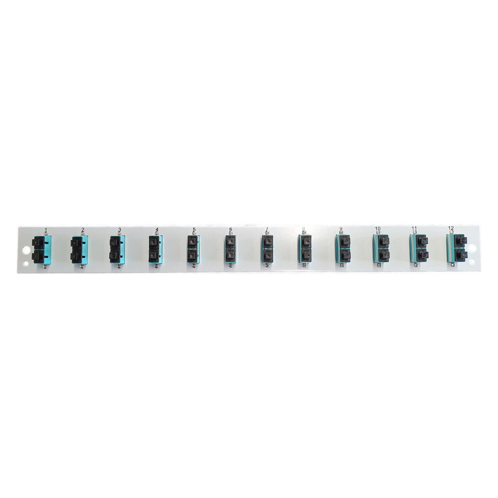 EFB Elektronik Bestückte Frontblende mit 12 x SC Duplex Kupplung OM3 vertikal, schwarz (SB-FP-S-12SC-D-V-OM3)