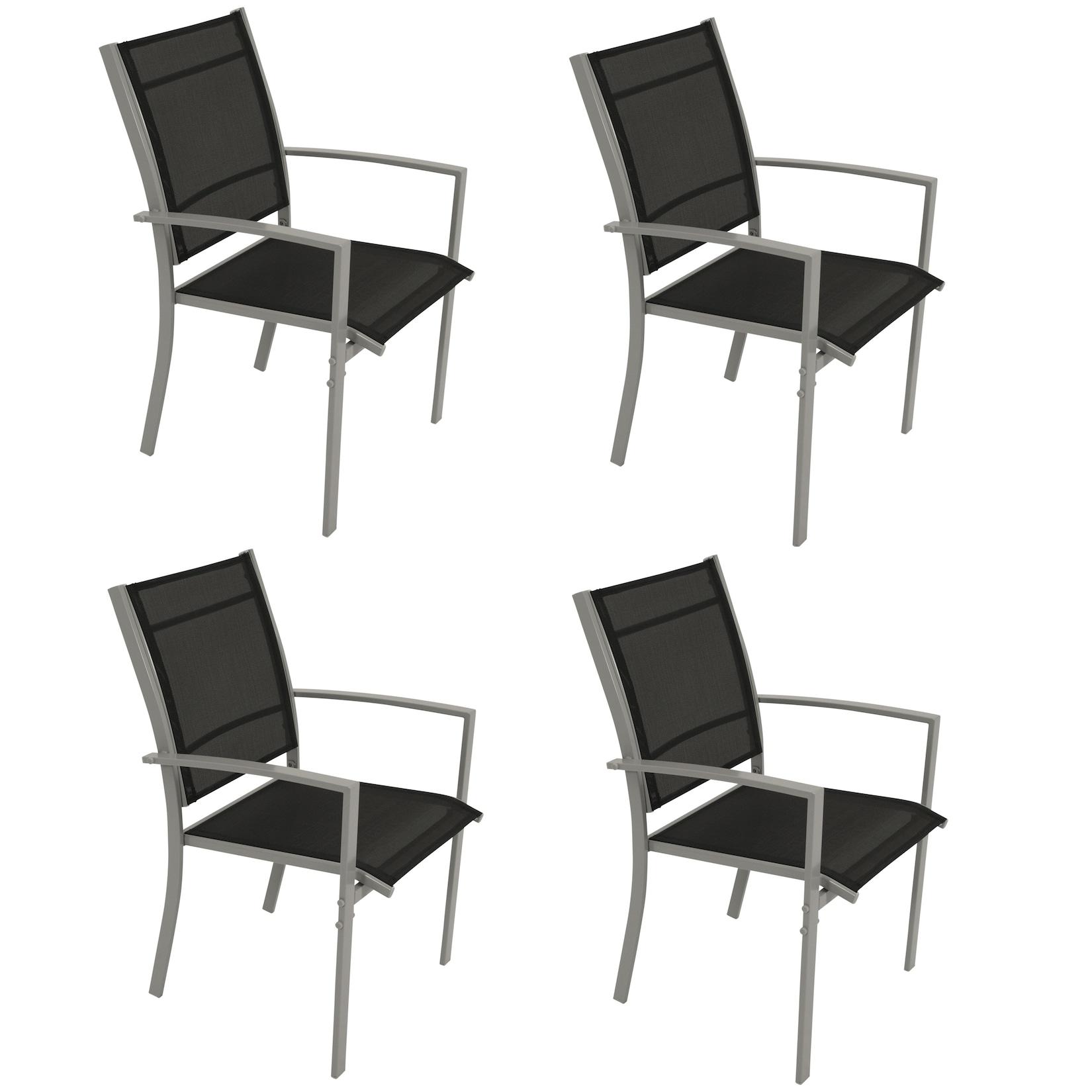 Stapelsessel PINO, Metall + Textilgewebe schwarz, 4-er Set