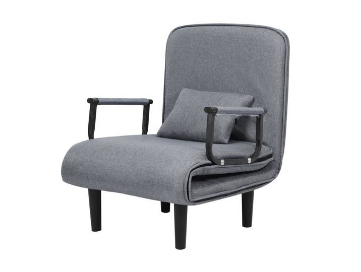 FLASIDU Fauteuil Relax Inclinable/Convertible- Dossier ergonomique - Fauteuil-Lit 1 Place avec Oreiller- Gris - 190*65cm