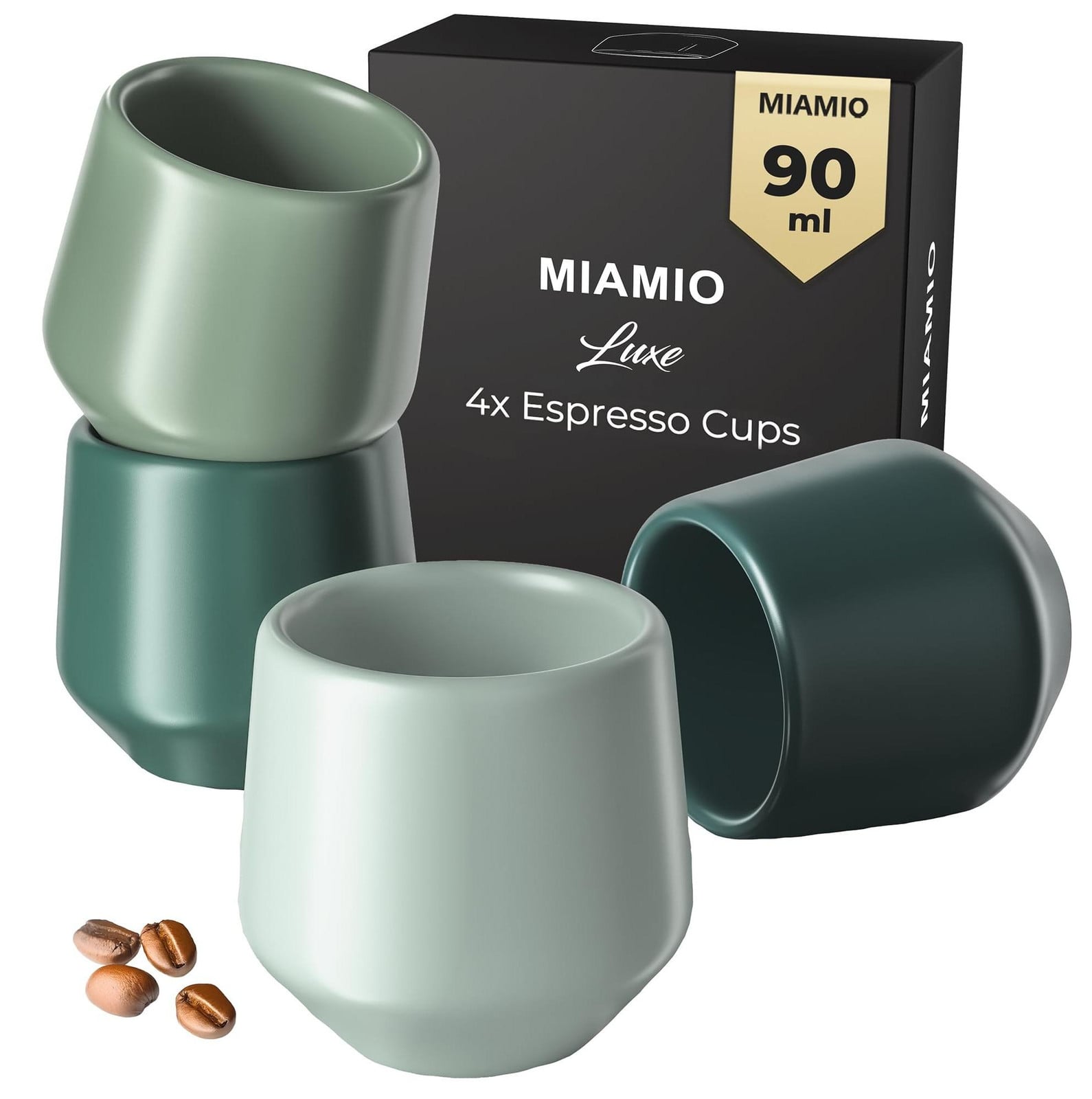 Set van 4 luxe keramische espressokopjes van 80 ml