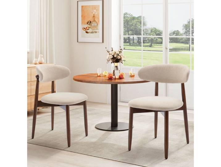 COLAMY Chaise-Lot de 2 Chaises -Chaise de Salle à Manger Design Vintage Chaise Idéales pour Cuisine et Salle à Manger-beige