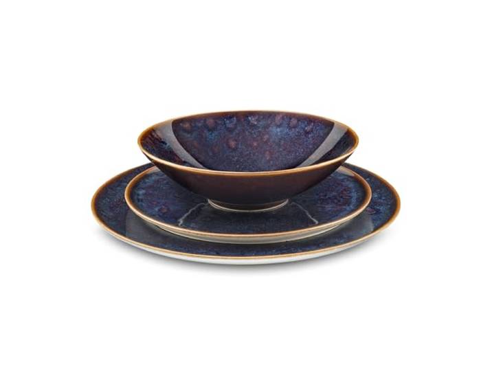 Médard de Noblat Yumi service 18 assiettes\, grès\, bleu