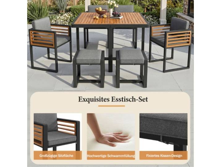 Ensemble de jardin extérieur 12 places salon de jardin avec 12 chaises et table
