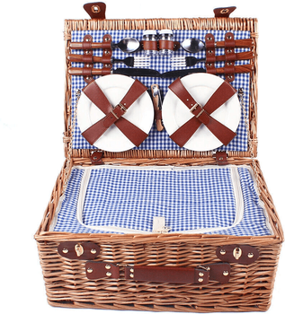 Drop Dash Deals Premium Wicker Picnic Basket Set For With Cups & Utensils Premium Wicker Picnic Basket Set For With Cups & Utensils