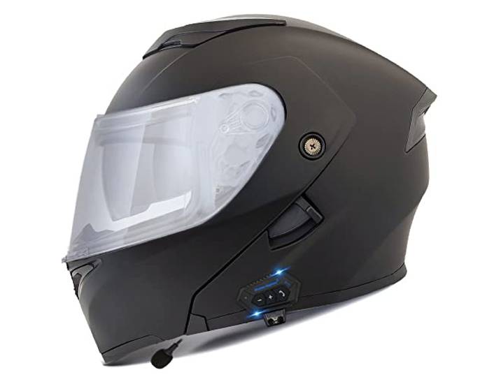 Bluetooth Motorradhelm Motorrad Klapphelm Modularer Helm mit Doppelvisier, ECE Genehmigte Kopfhörer für Automatische Antwort, Vollvisierhelm für Erwachsene Männer Frauen, S-XXL