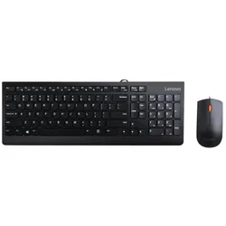 Lenovo 300 USB Combo Keyboard&Mouse USB (US, Kabelgebunden), Tastatur, Schwarz