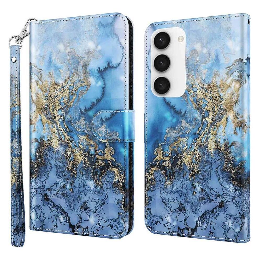Cover-Discount Galaxy S23 - Etui Glitzer Effekt Marble blau (Samsung Galaxy S23) (660116059F)