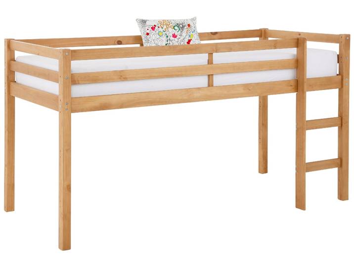 Hochbett OTTO HOME Alpi , braun (beize, wax), B:103cm H:111cm L:208cm, Hochbetten, Hochbett, aus schönem massivem Kiefernholz, Außenmaßenbreite 103 cm
