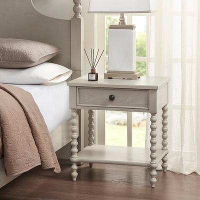 toswini Natural Color Wooden Bedside Table with One Drawer and One Bottom Shelf Bedside Table