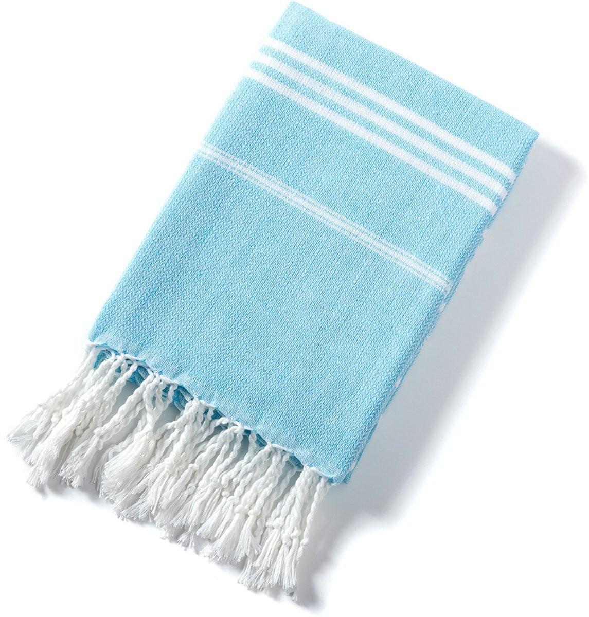 Blauwe zandvrije Turkse strandhanddoek, extra groot, 90 x 180 cm