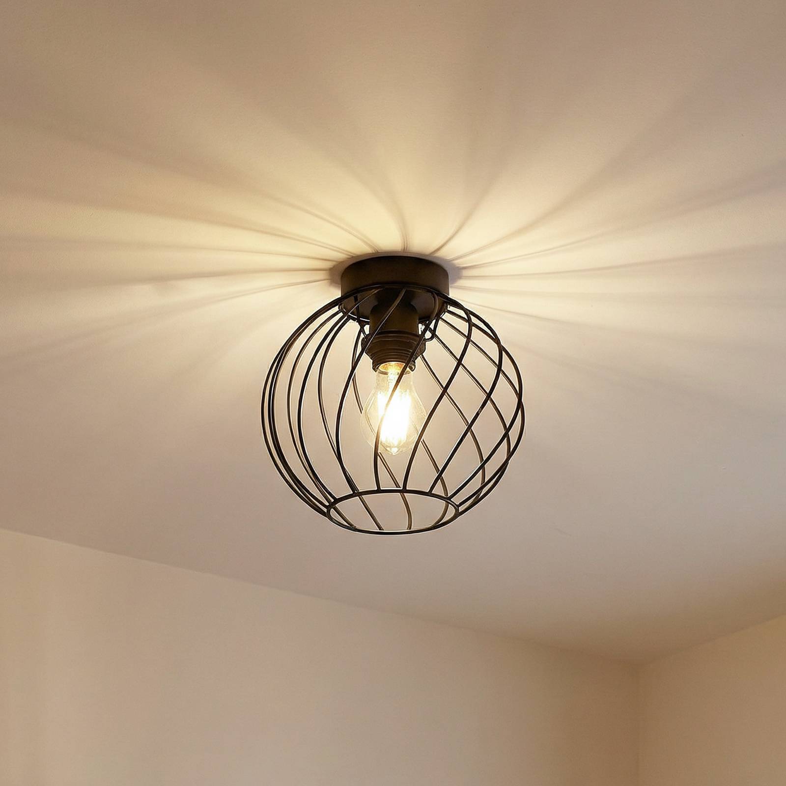 Loftslampe Danika Lindby, dæmpbar, Sort, Stue/spisestue, Metal, Moderne