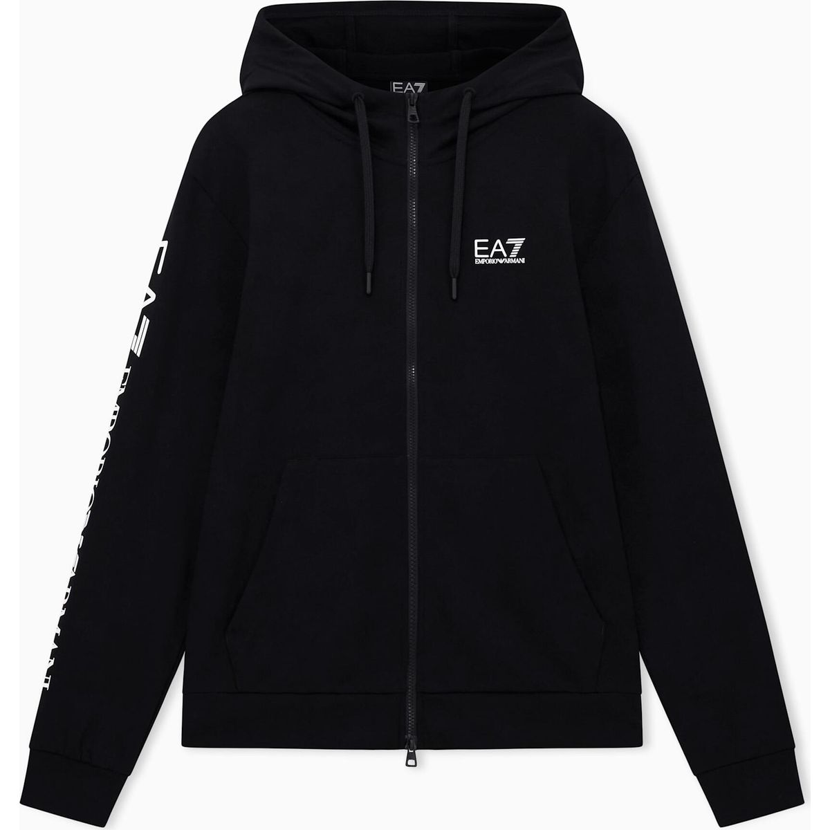EA7 Train Logo Series M Hoodie Full Zip Extended Logo CC - Train Logo Series M Hoodie Full Zip Extended Logo CC black/white (MC001) 3XL 7M000568 AF13512-MC001-3XL