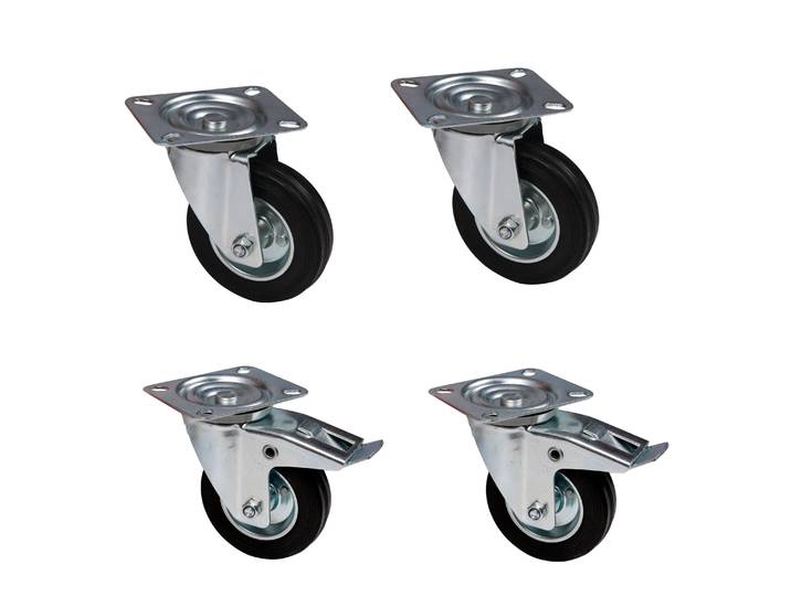 Schwerlastrollen Vollgummi 4er Set 100 mm