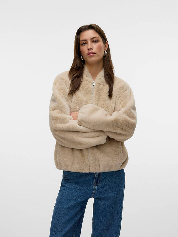 Vero Moda Kunstpelzjacke "VMSONJALIGA" in Beige - S