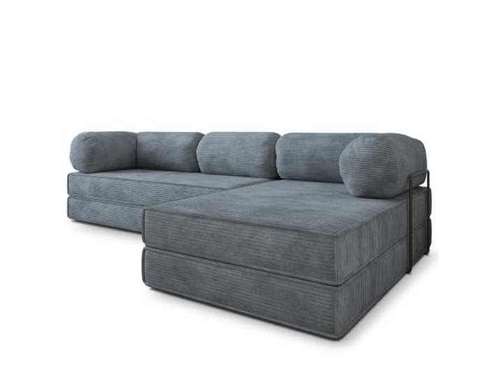 Masseno Schaumstoff-Ecksofas ETERA mit Metallgestell, Modulares Schlafsofa aus Schaumstoff, Klappbares Bodensofa, Schlaffunktion, Ohne Montage - Grau, POSO 60