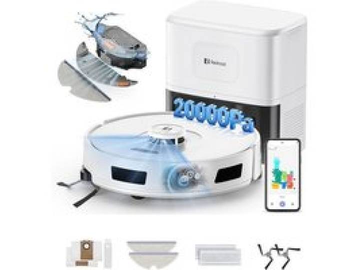 Aspirateur Robot Laveur 4-en-1 20000 Pa-Redroad R11-200min Autonomie Vidange Auto avec Navigation LiDAR Charge-Auto avec App
