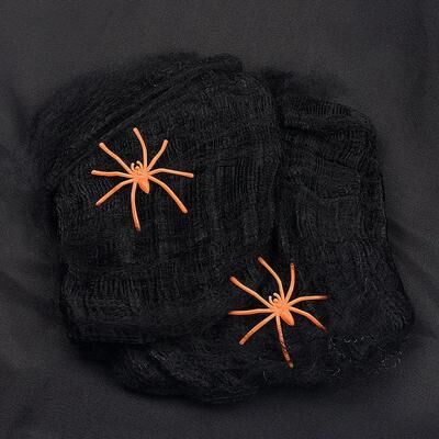 Inspired Living Stretchy Artificial Spider Web Halloween Decoration For Haunted House And Party Decor black
