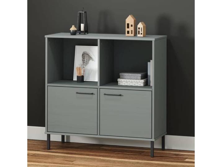 Bibliothèque avec pieds en métal Gris 90x35x90 5 cm Bois OSLO étagère à livres casier à livres étagère en bois 351016