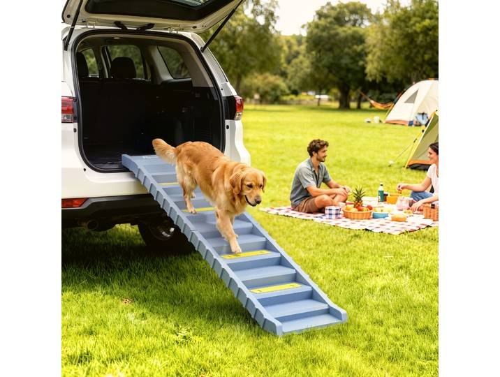 PawHut Rampe Chien Pliable 10 Marches Antidérapante Gris