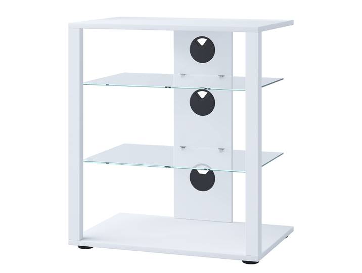 Meuble TV Folas Panneau de particules, revêtu / verre de sécurité trempé Blanc/Blanc 60 x 70 x 41cm
