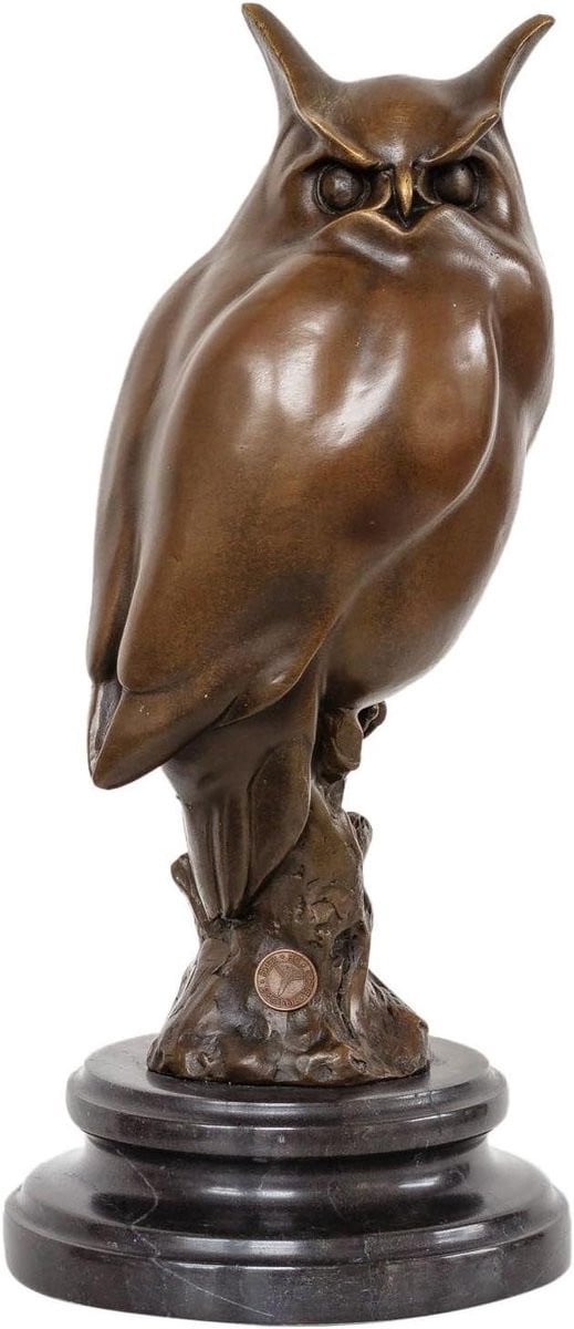 Decoratief bronzen oehoe beeld in antieke stijl, Hoogte: 30 cm