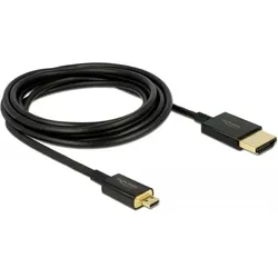 Delock HDMI-A/HDMI Micro-D, HDMI-Kabel HDMI Typ A (Standard) HDMI Typ D (Mikrofon) (3 m), Videokabel, Schwarz