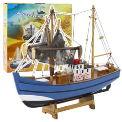 Sammlerstück Deko-Modell Fischerboot Schiff Blau 30x26cm