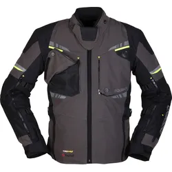 Modeka Taran, Textiljacke wasserdicht - Schwarz/Dunkelgrau/Neon-Gelb - 10XL