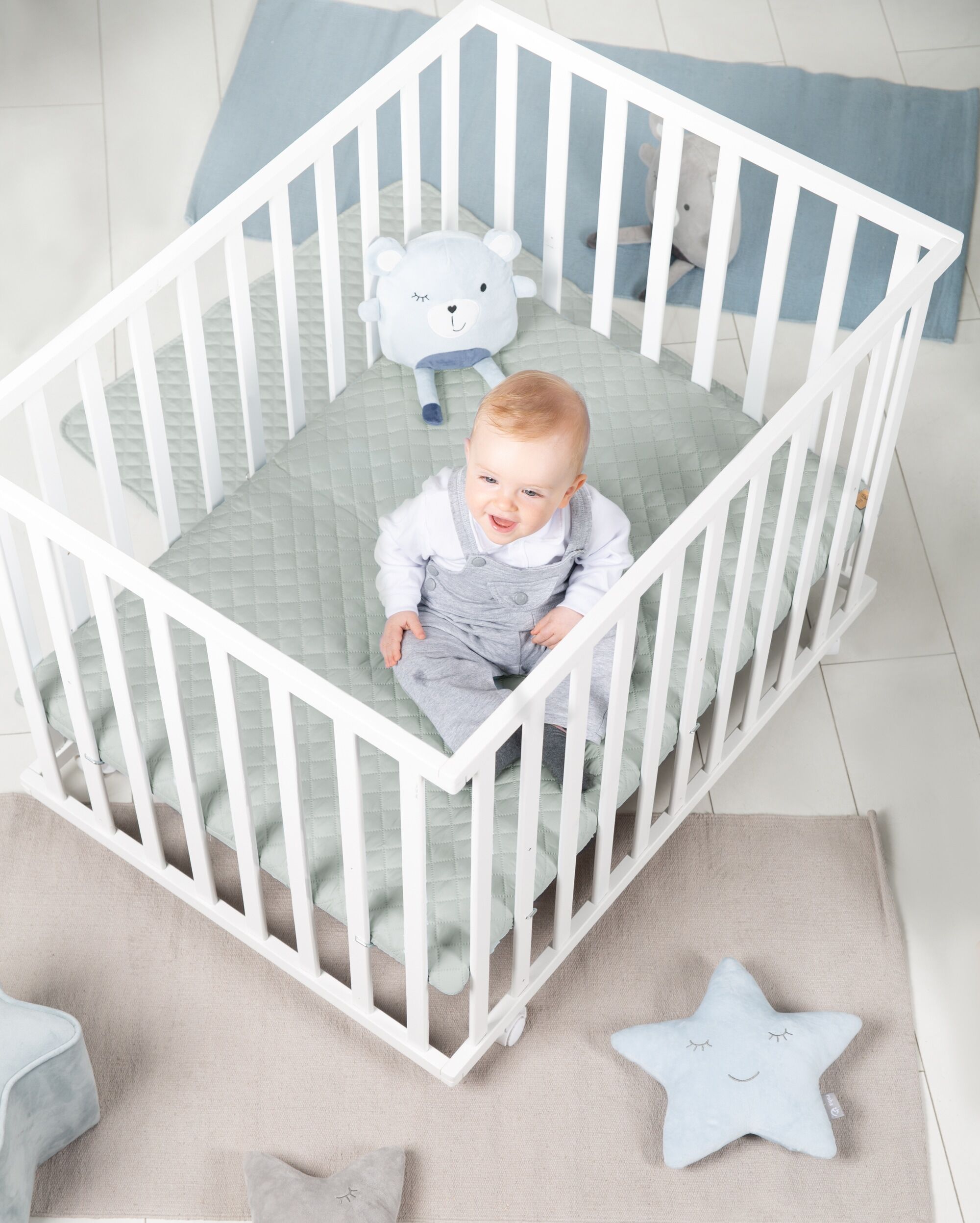 Laufgitter ROBA "Style weiss, 75x100 cm", Baby, grün (weiß, frosty grün), Laufställe Laufgitter, mit Laufgittereinlage frosty green weiß, frosty grün Einheitsgröße