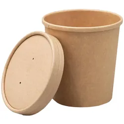 VEPATIM 125x Suppenbehälter Suppenbecher inkl. Deckel aus Kraftpapier 400ml FSCR