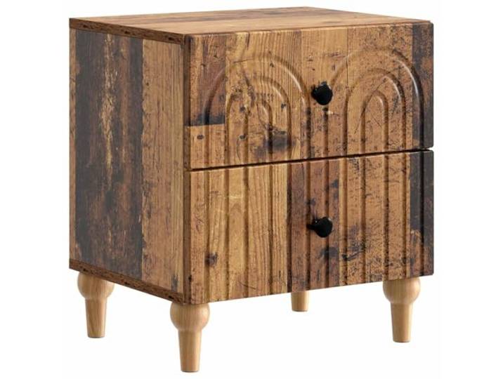 fsahslih Nachttisch Altholz 2 Schubladen 43x34,5x48 cm Holzwerkstoff Eleganter Beistelltisch fürs Schlafzimmer mit dezenter Streifenoptik, 2 Schubladen und robuster Holzwerkstoff-Oberfläche.